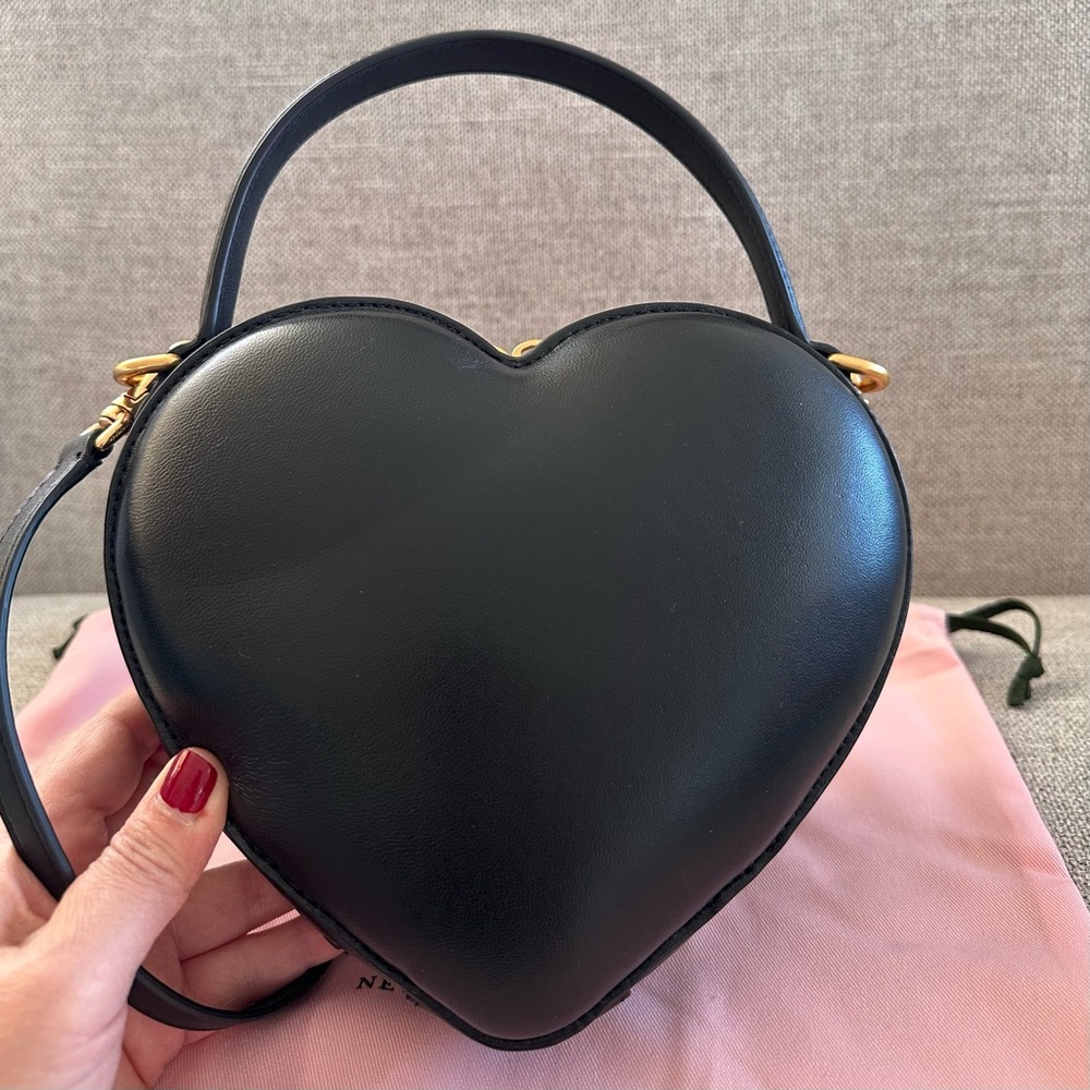 Kate Spade Amour 3D puff heart crossbody bag soft smooth leather gold chain trim - Picture 7 of 9